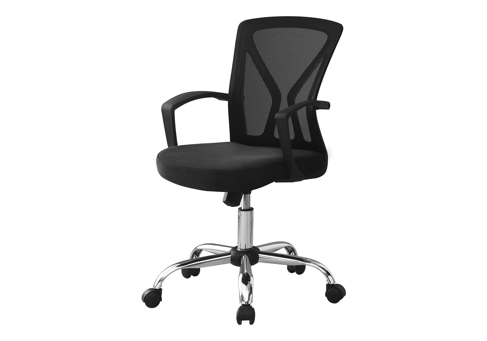 Angle. TinyHomie - Black Mesh Chrome Metal Contemporary Ergonomic Office Chair Adjustable Height - Black.