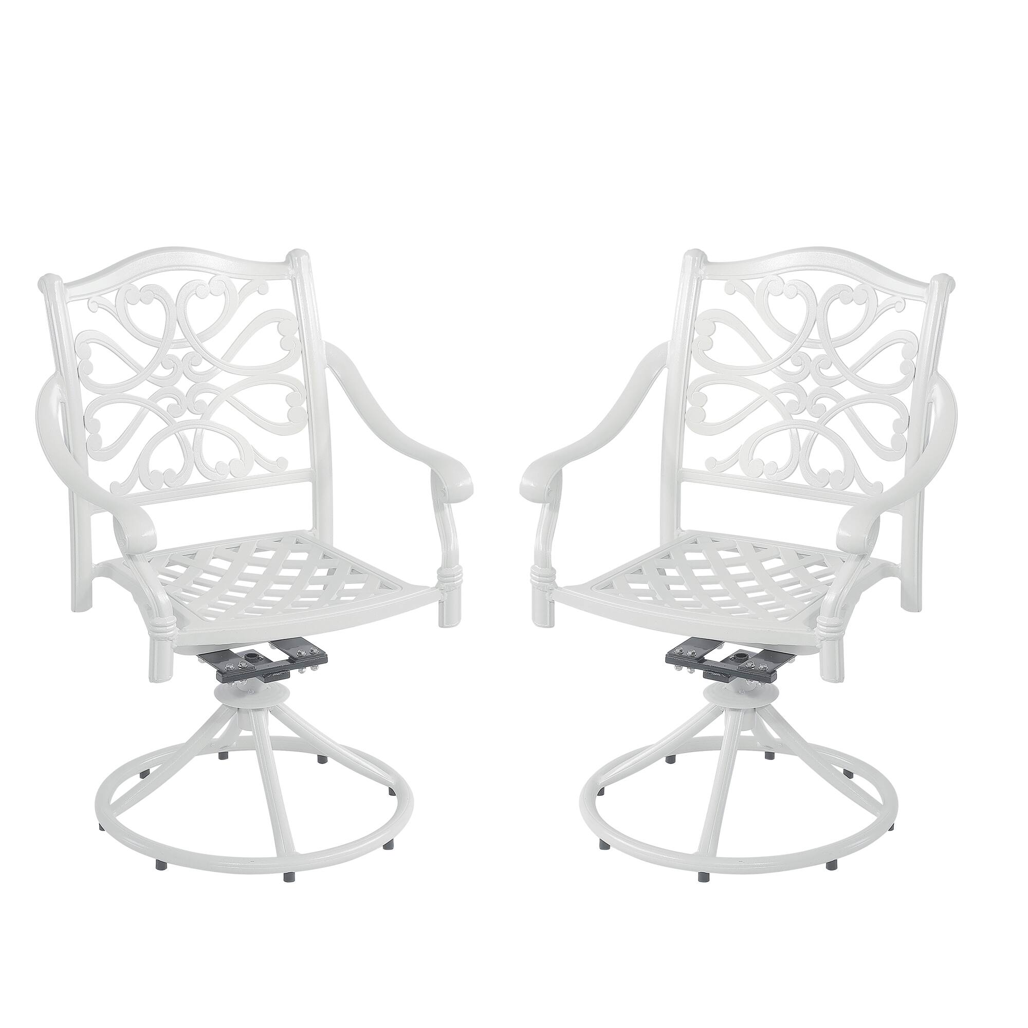 Front. Mondawe - 2-Piece Cast Aluminum Swivel Bar Stools - White.