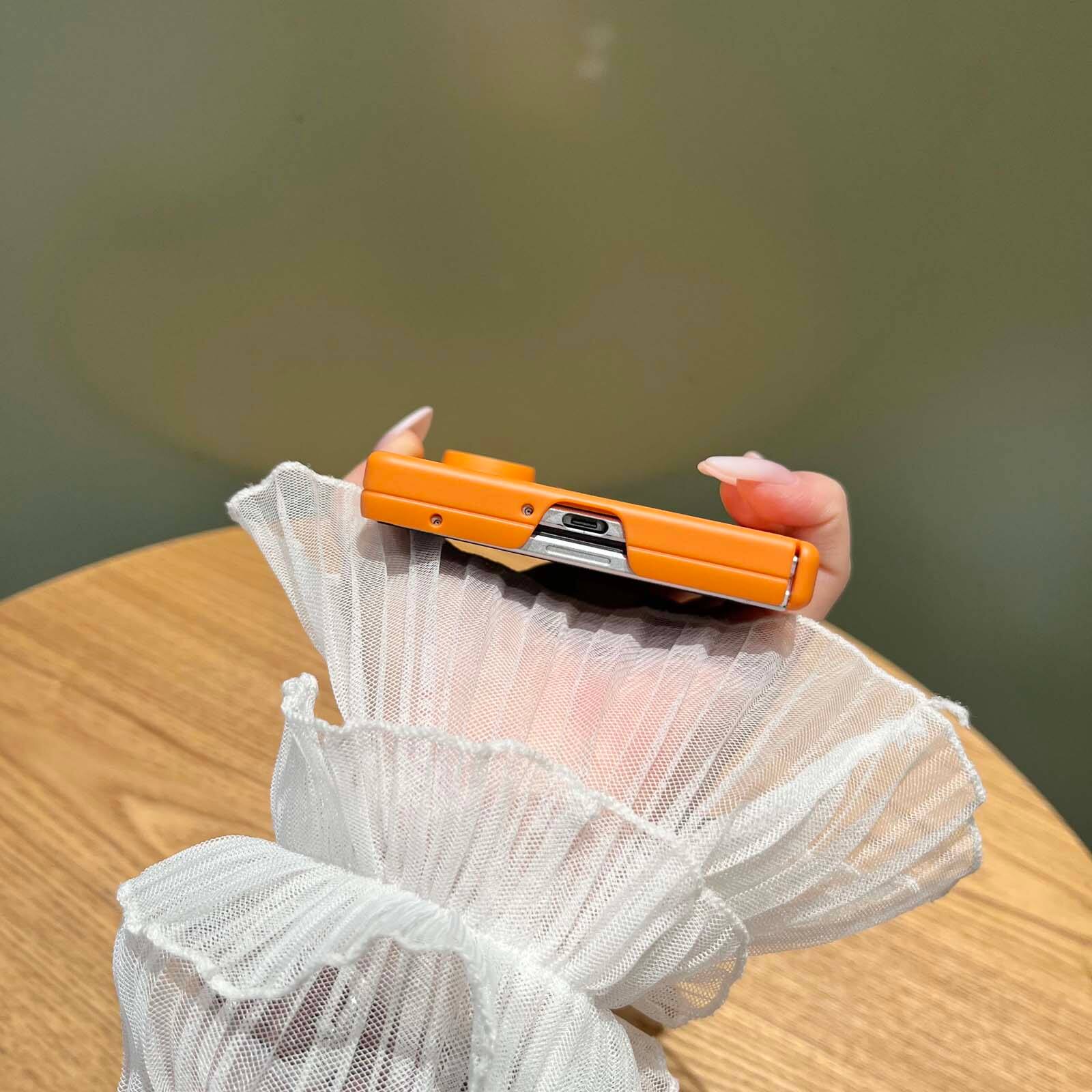 Alt View 1. Dteck - Shockproof Magnetic Back Case for Samsung Galaxy Z Fold8, Slim Hybrid Cover with Hinge Guard, Raised Edge Screen Camera - Orange.