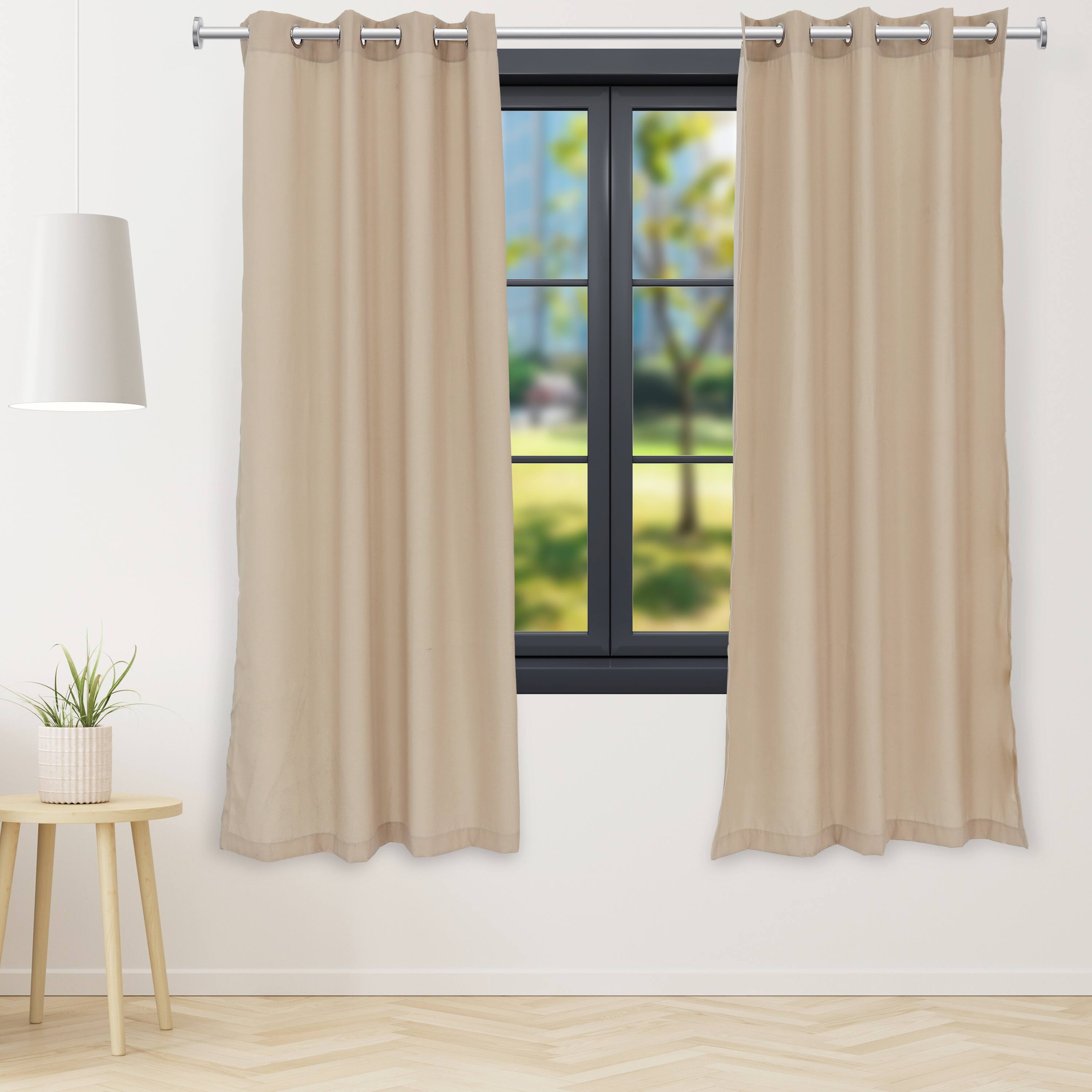 Alt View 7. Sunnydaze - Simple Outdoor Curtain Panel - 52 in x 84 in - Set of 2 - Beige.