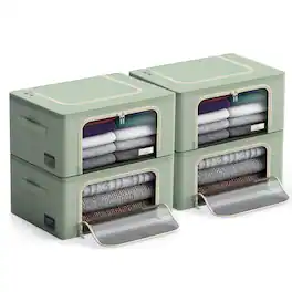 Sorbus - 4 Pack Small Foldable Storage Box, Large Window & Handles - Organization for Bedroom & Clothes - Teal