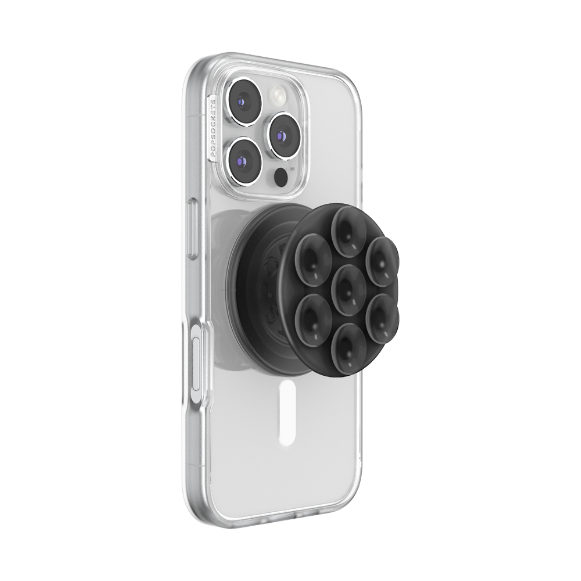 Angle. PopSockets - MagSafe Suck-Up Universal Magnetic Suction Grip & Mount with Adapter Ring for Cell Phones - Black.