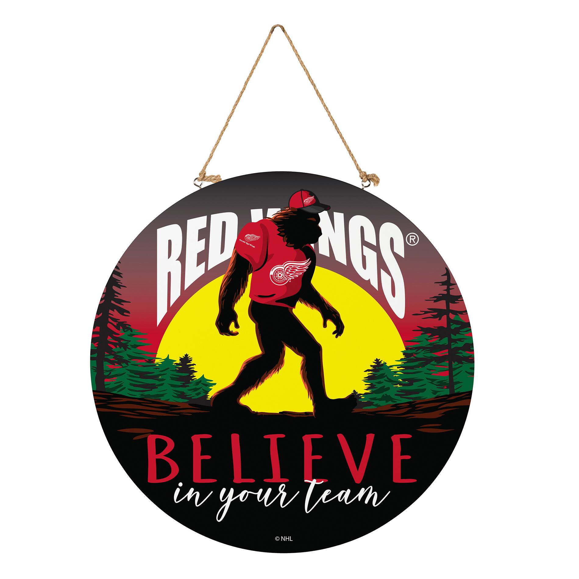 Detroit Red Wings 18" Bigfoot "Believe in Yourself" Team Logo Wood Round Door Sign