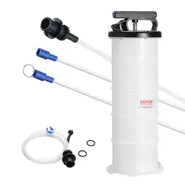 VEVOR - Fluid Extractor,1.74 Gallons (6.5 Liters),Manual Hand-Operated Oil Changer Vacuum Fluid Extractor with Dipstick and Hose - White + Black