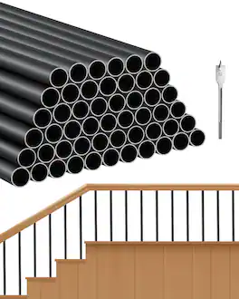 VEVOR - Staircase Balusters 51 Pack, 32 In Aluminum Stair Balusters, 3/4 In Rainwater-Proof Round Metal Spindle Railing - Black