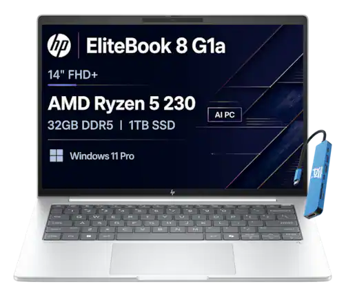 hp EliteBook 8 G1a 14" FHD+
AMD Ryzen 5 230
32GB DDR5 | 1TB SSD
AI PC
Windows 11 Pro
LS Computers