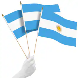 G128 - 10-Pack 12 x 18 in Argentina Handheld Stick Flags - Blue and White