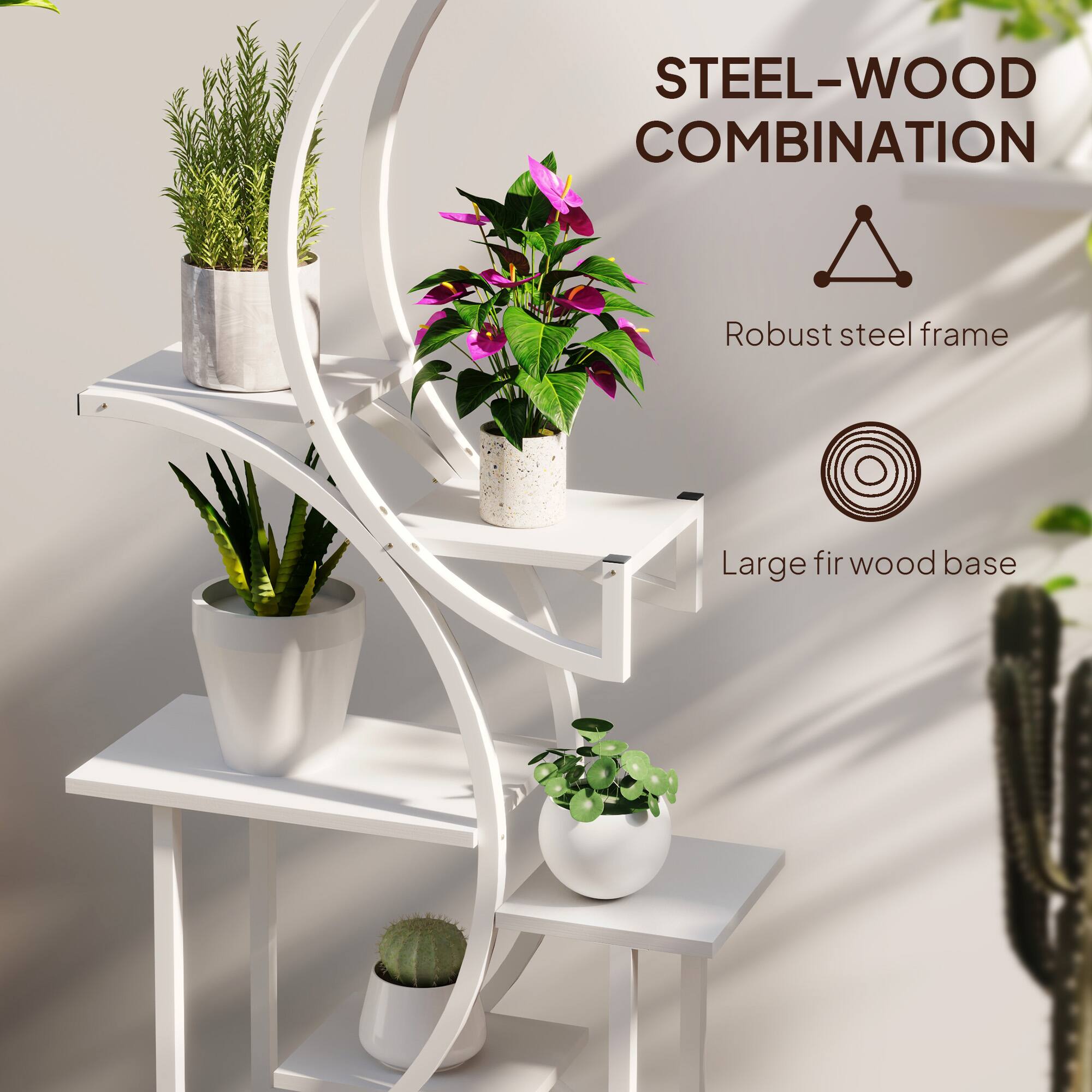 STEEL-WOOD COMBINATION

- Robust steel frame
- Large fir wood base