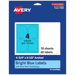 Avery - Printable Arched Labels, Bright 4.75" x 3.5", 40ct - Blue