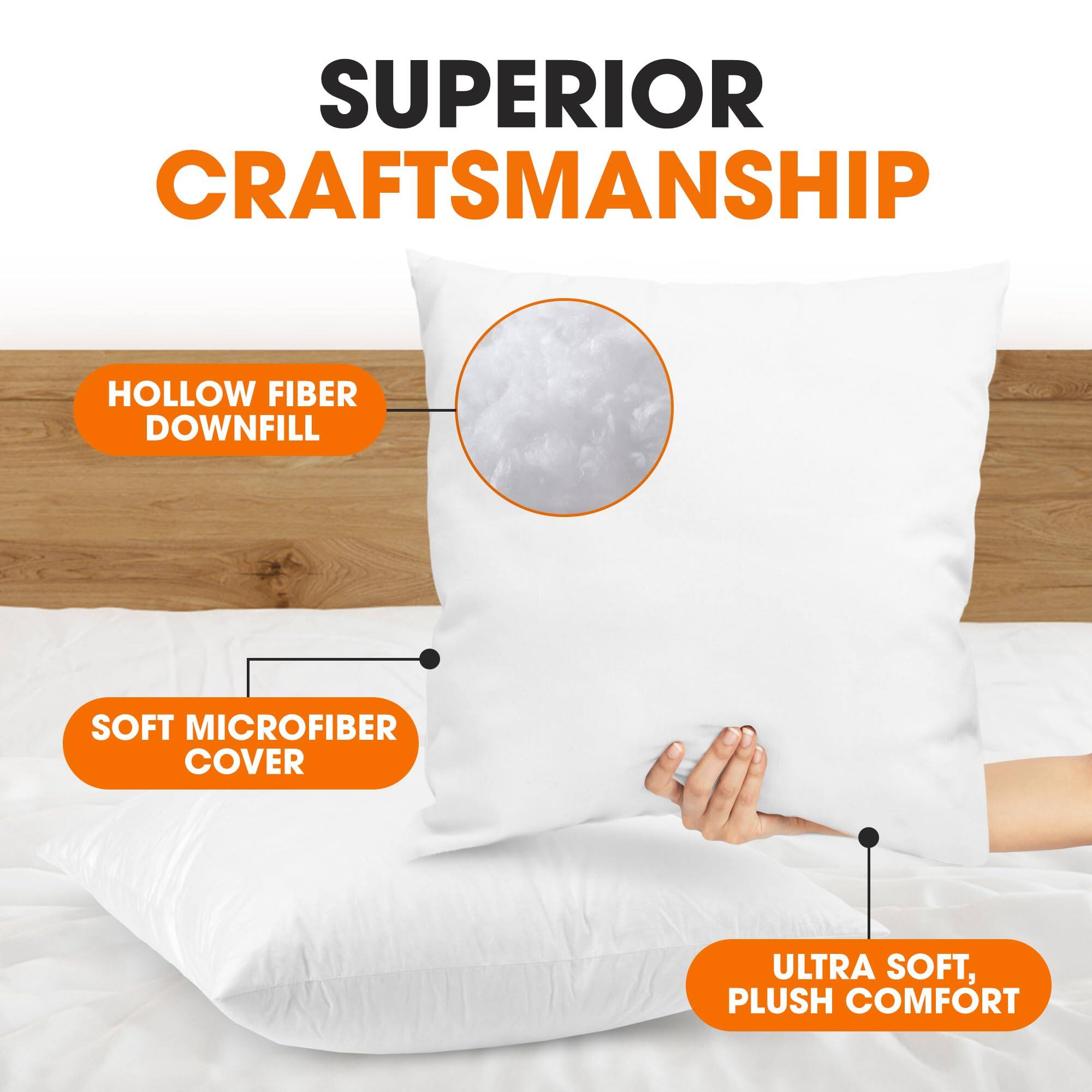 SUPERIOR CRAFTSMANSHIP  
HOLLOW FIBER DOWNFILL  
SOFT MICROFIBER COVER  
ULTRA SOFT, PLUSH COMFORT