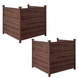 Costway - Outdoor Privacy Fence Set of 2, 47" x 47" Air Conditioner Fence for Outside - Brown