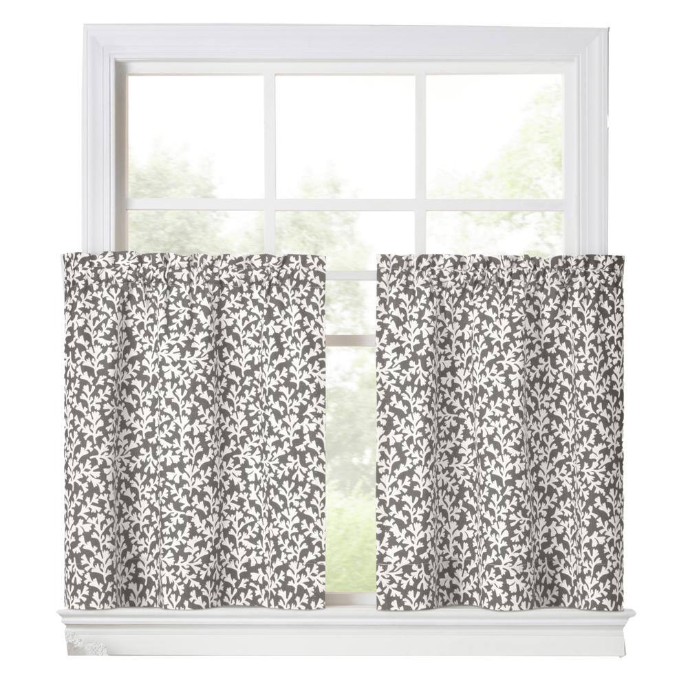 Front. Ellis Curtain - Ellis Curtain Sea Tumble Window Treatment 1.5" Rod Pocket 100% Cotton Curtain Tiers 50" x 30" Grey - Grey.