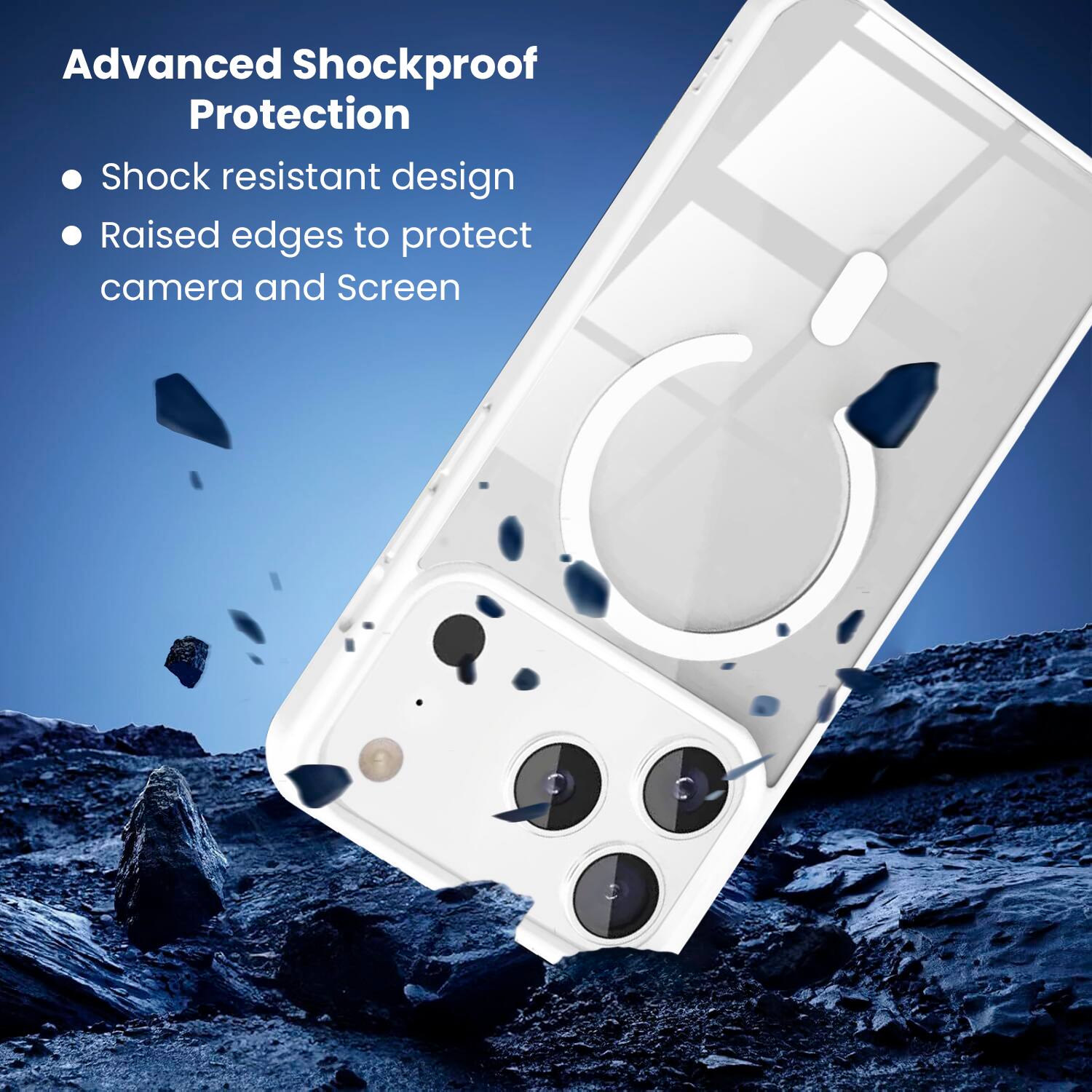 Advanced Shockproof Protection

- Shock resistant design
- Raised edges to protect camera and screen