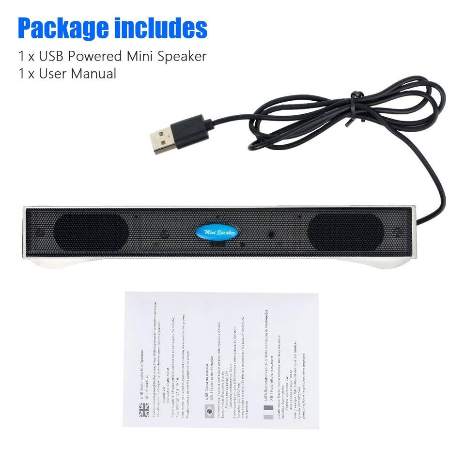 Package includes  
1 x USB Powered Mini Speaker  
1 x User Manual