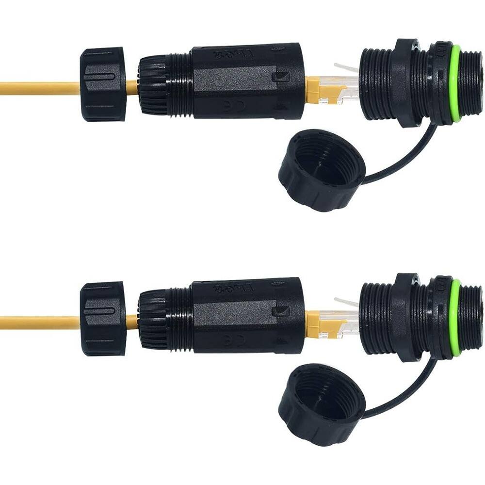 Front. ACJPR - RJ45 CAT5e Waterproof Connectors, Shielded, Green, 2-Pack.