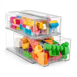 Sorbus - 3 Piece 1 Medium and 2 Small Drawers with Handles - Clear