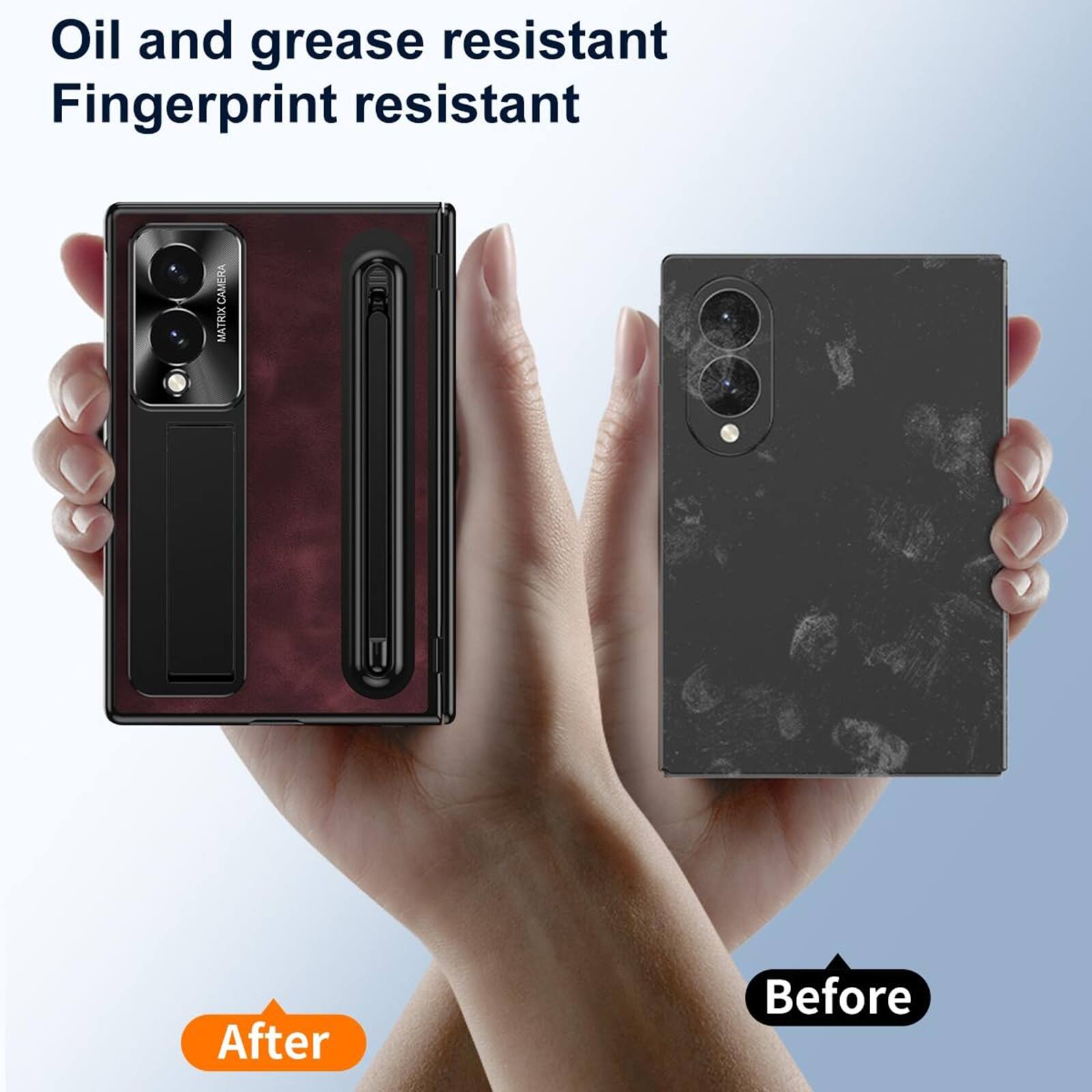 Oil and grease resistant  
Fingerprint resistant  

CAMERA MATRIX  

After  
Before