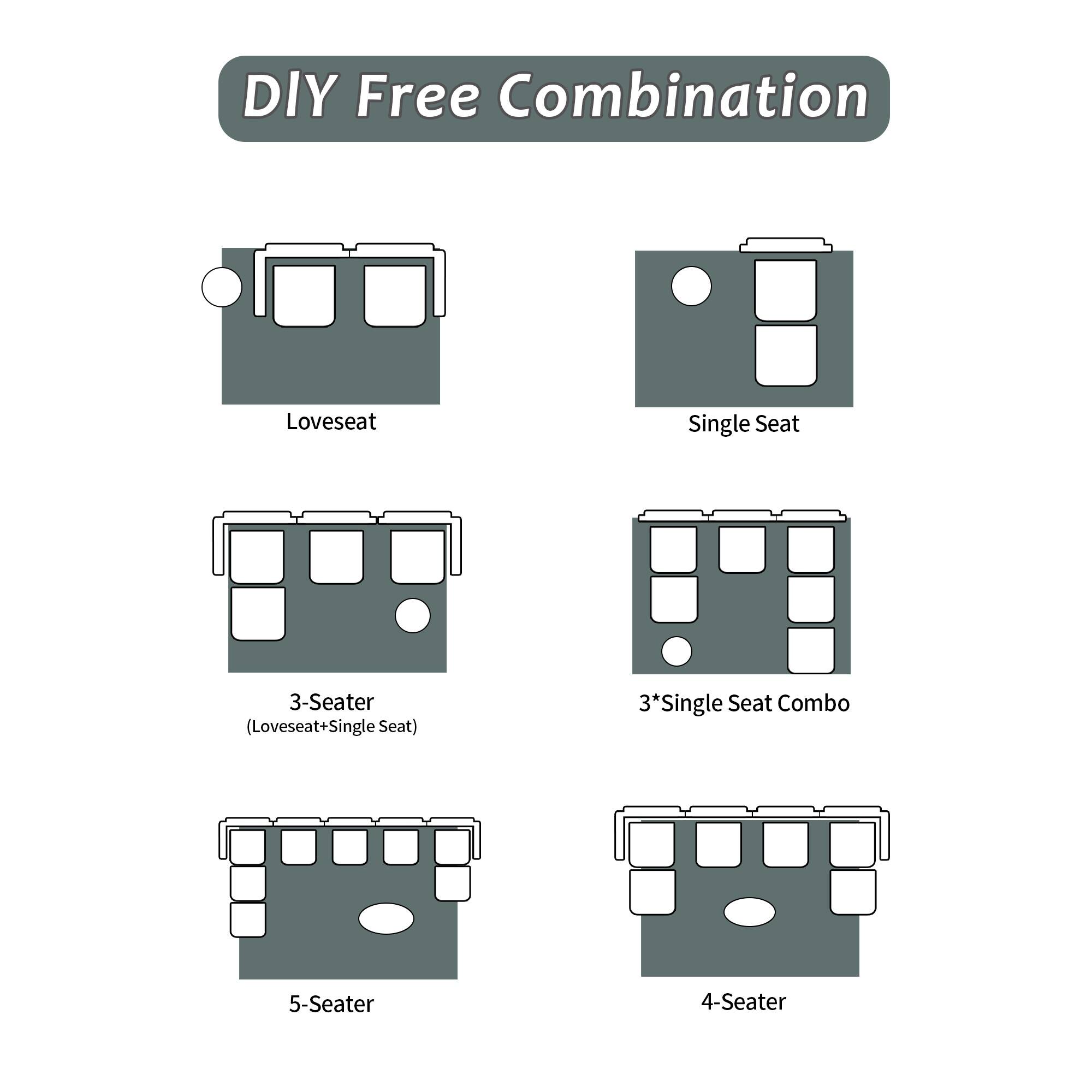 DIY Free Combination Loveseat Single Seat 3-Seater (Loveseat+Single Seat) 3*Single Seat Combo 5-Seater 4-Seater