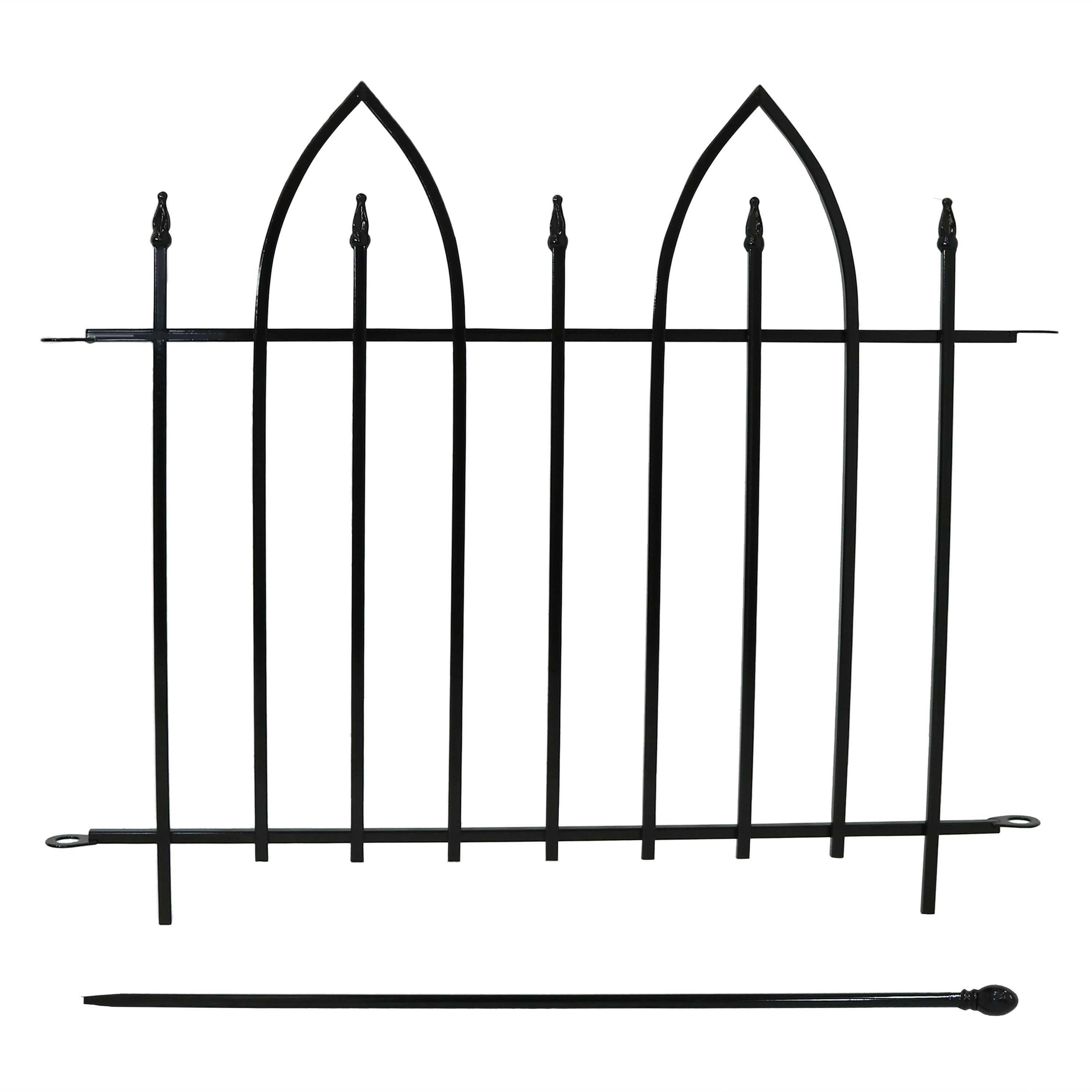 Alt View 10. Sunnydaze - 2-Piece Gothic Arch Iron Garden Border Fencing - 6 ft - Black.