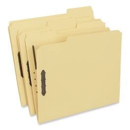Universal - Deluxe Reinforced Top Tab Fastener Folders, 0.75" Expansion, 2 Fasteners, Letter Size, Yellow Exterior, 50/Box