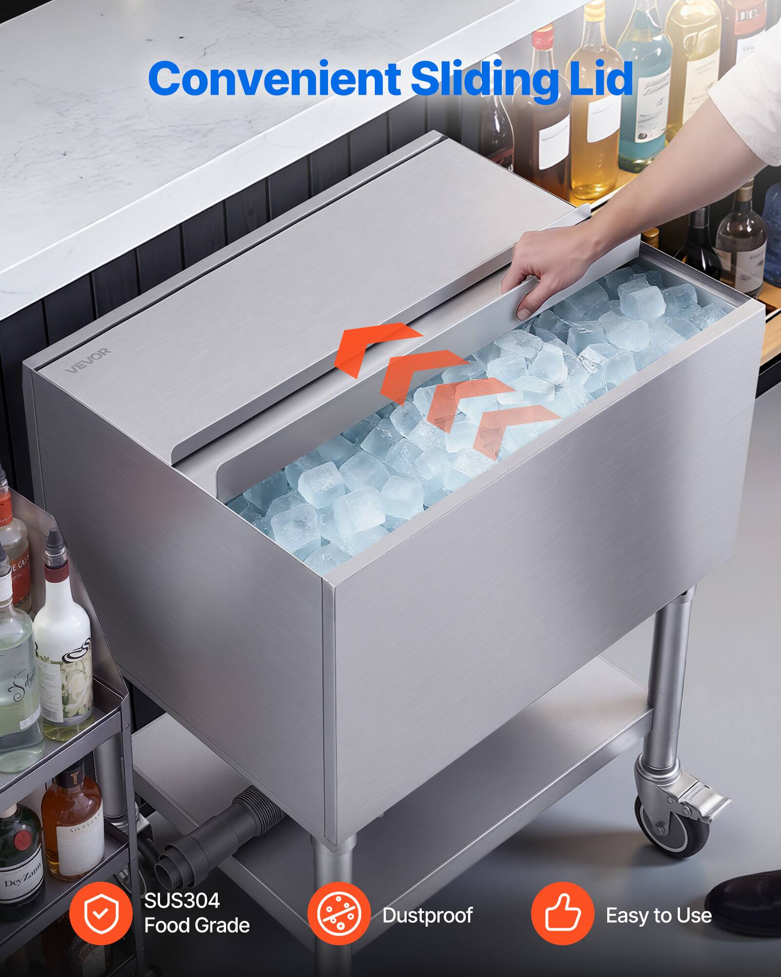 Convenient Sliding Lid

VEVOR

VIVAACE 13

2 SUS304 Food Grade

Dustproof

Easy to Use