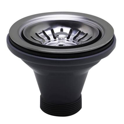 Front. Alfi - Polished Stainless Steel 3 1/2" Basket Strainer Drain - Silver.