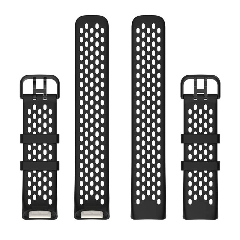 Back. StrapsCo - Endurance Band Silicone Rubber Watch Strap For Fitbit Charge 5 - Black.