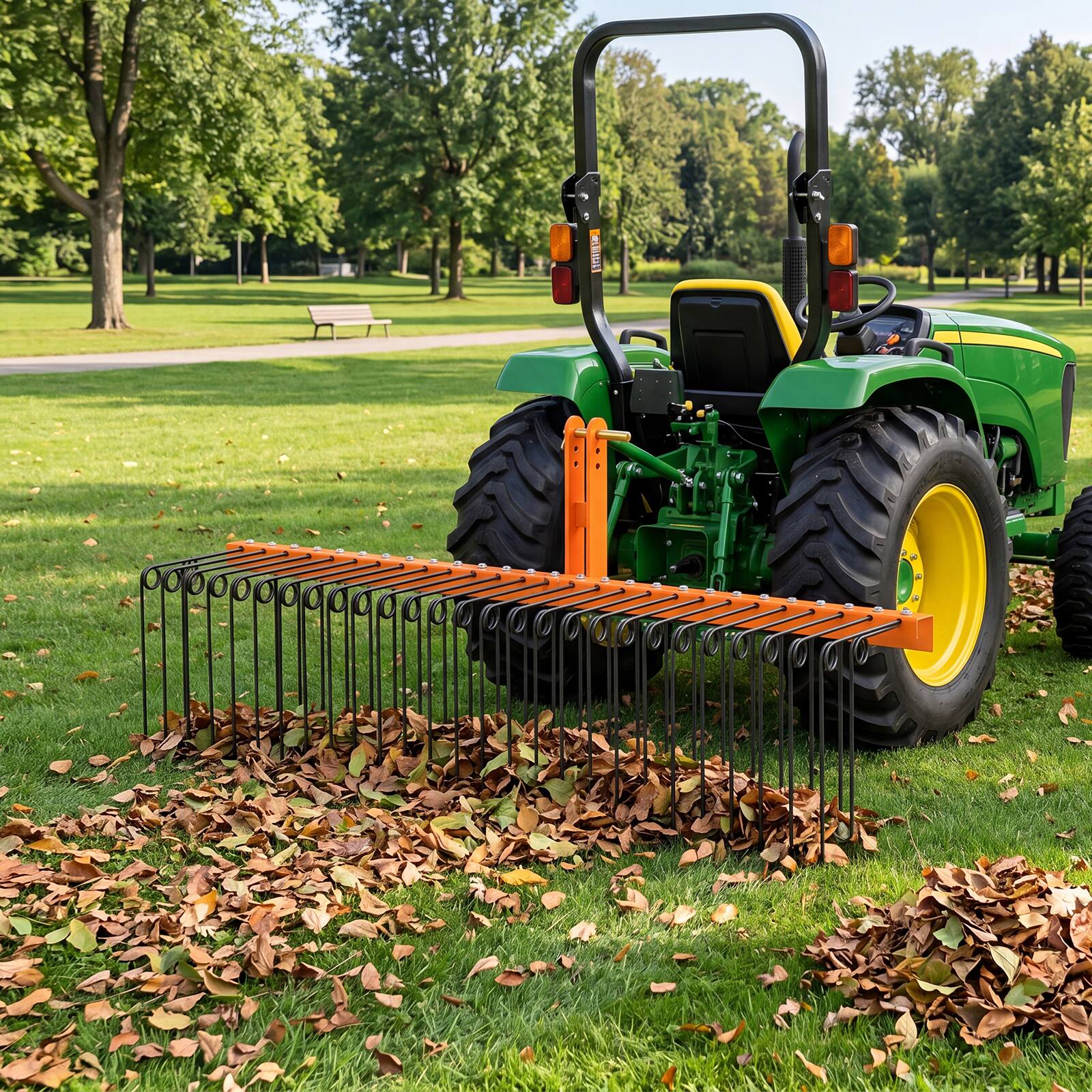 Alt View 4. Gymax - Gymax 72''Pine Straw Rake Tow Behind Landscape Rake w/ 30 Metal Coil Tines for Grass Orange & Black - Orange.