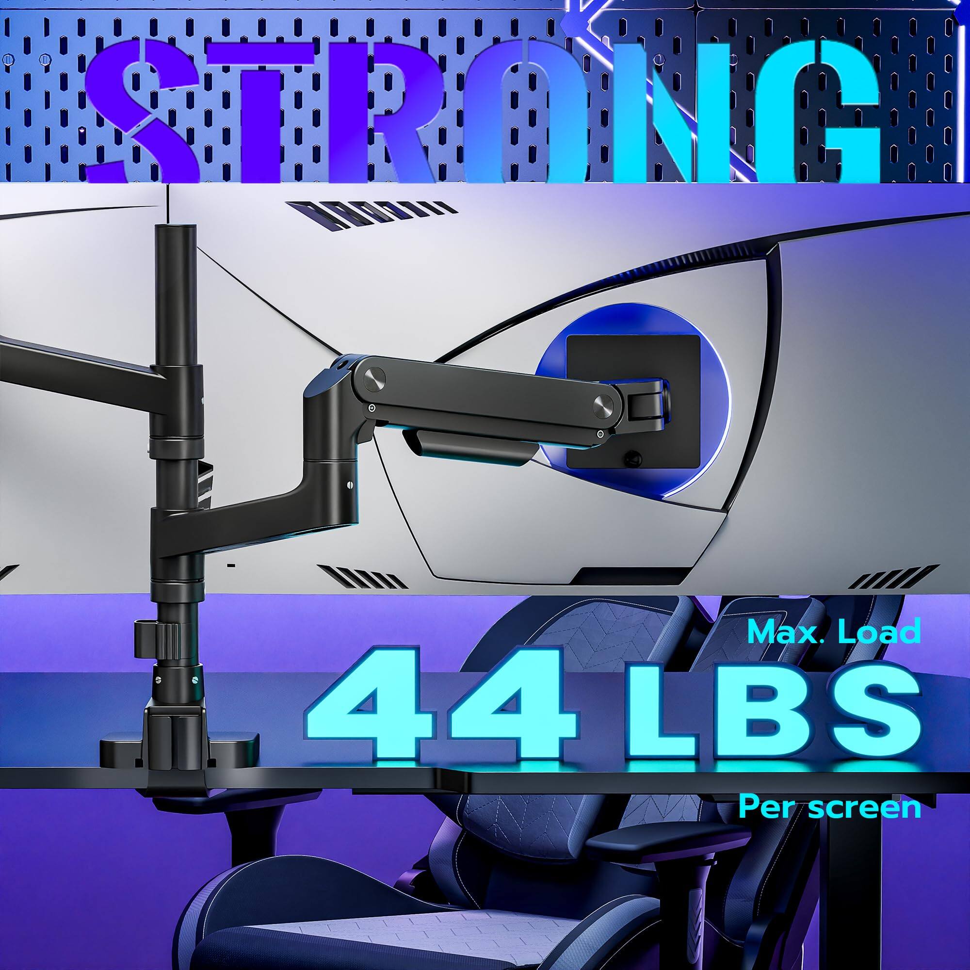 STRONG  
Max. Load  
44 LBS  
Per screen