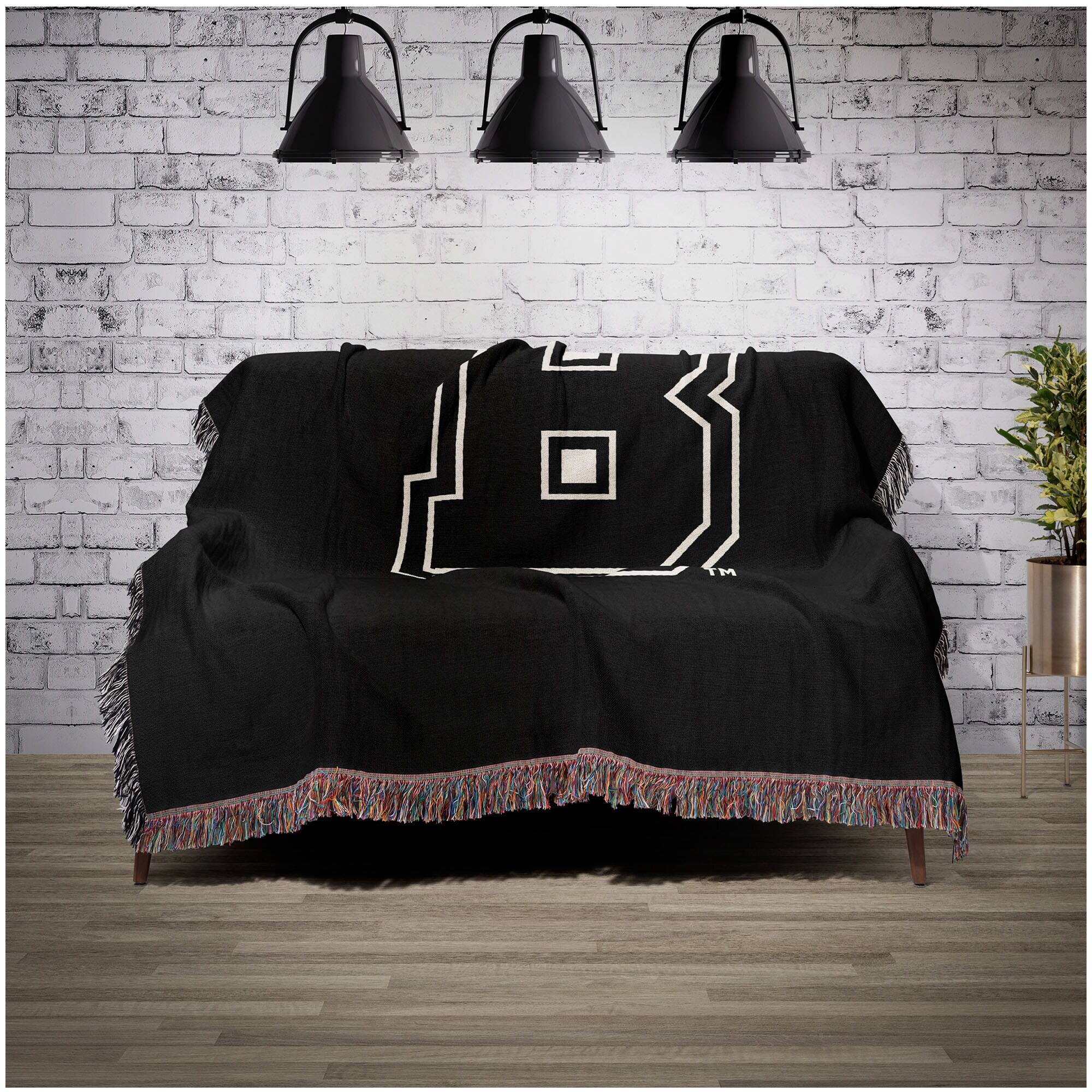 Alt View 1. Chad & Jake - Brown Bears Woven Blanket - Black.