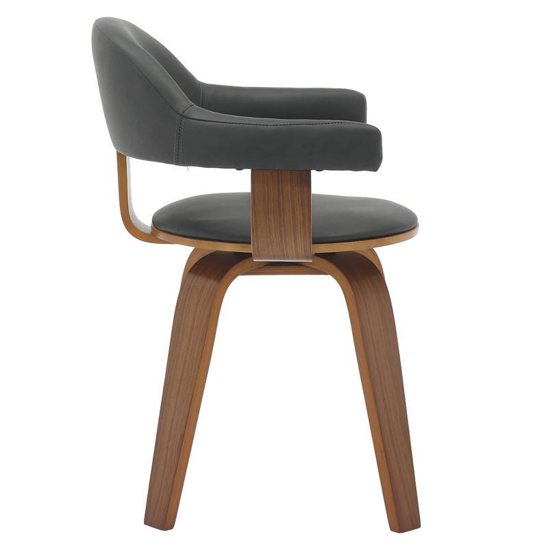 Alt View 4. LeisureMod - Brivo Modern Leather Upholstered Side Dining Chair with Open Back and Swivel for Home Living Room or Office - Black.