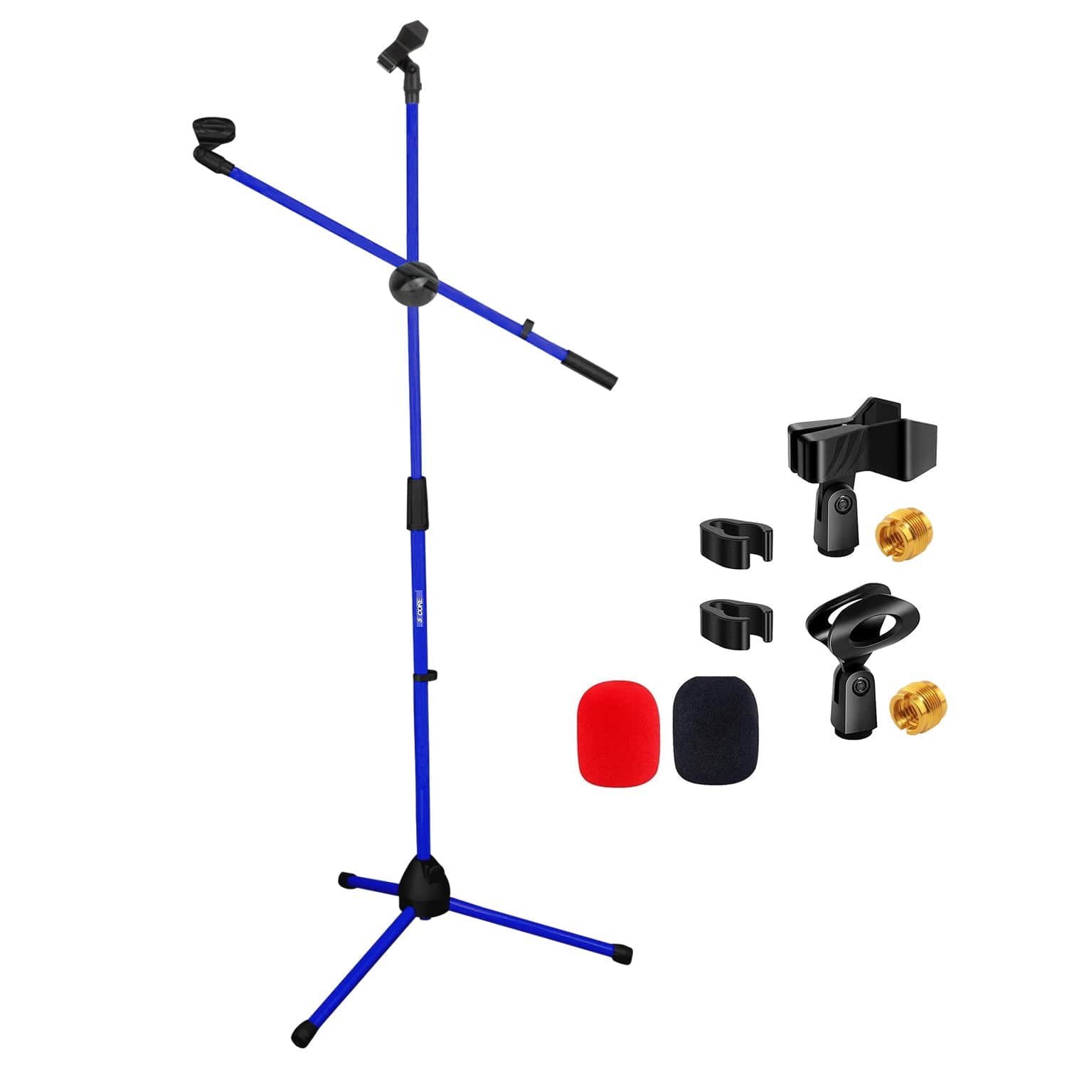 Front. 5 CORE - 5 Core Mic Stand Floor Height Adjustable Tripod Microphone Stands w Extending Telescoping Boom Arm-MS DBL G D-BLU - Dark Blue.