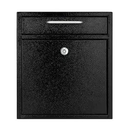 AdirOffice - Safe Medium Steel Wall-Mounted Drop Box with Key Lock - Black