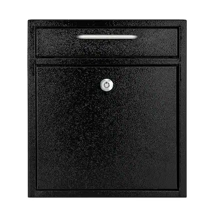 Front. AdirOffice - Safe Medium Steel Wall-Mounted Drop Box with Key Lock - Black.