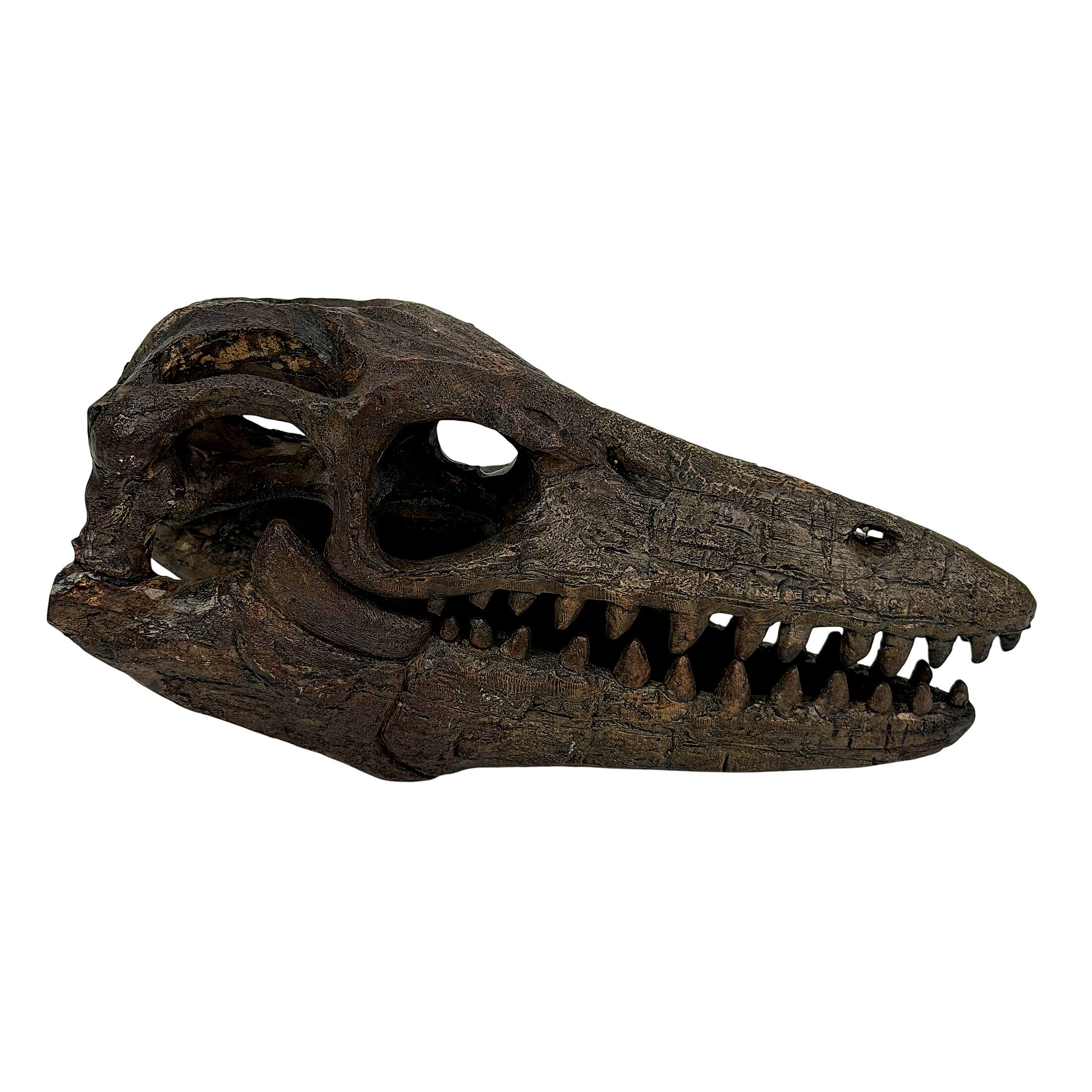 Alt View 7. Things2Die4 - Mosasaurus Statue Brown Resin Prehistoric Tabletop Decor 7.5 Inch - Brown.