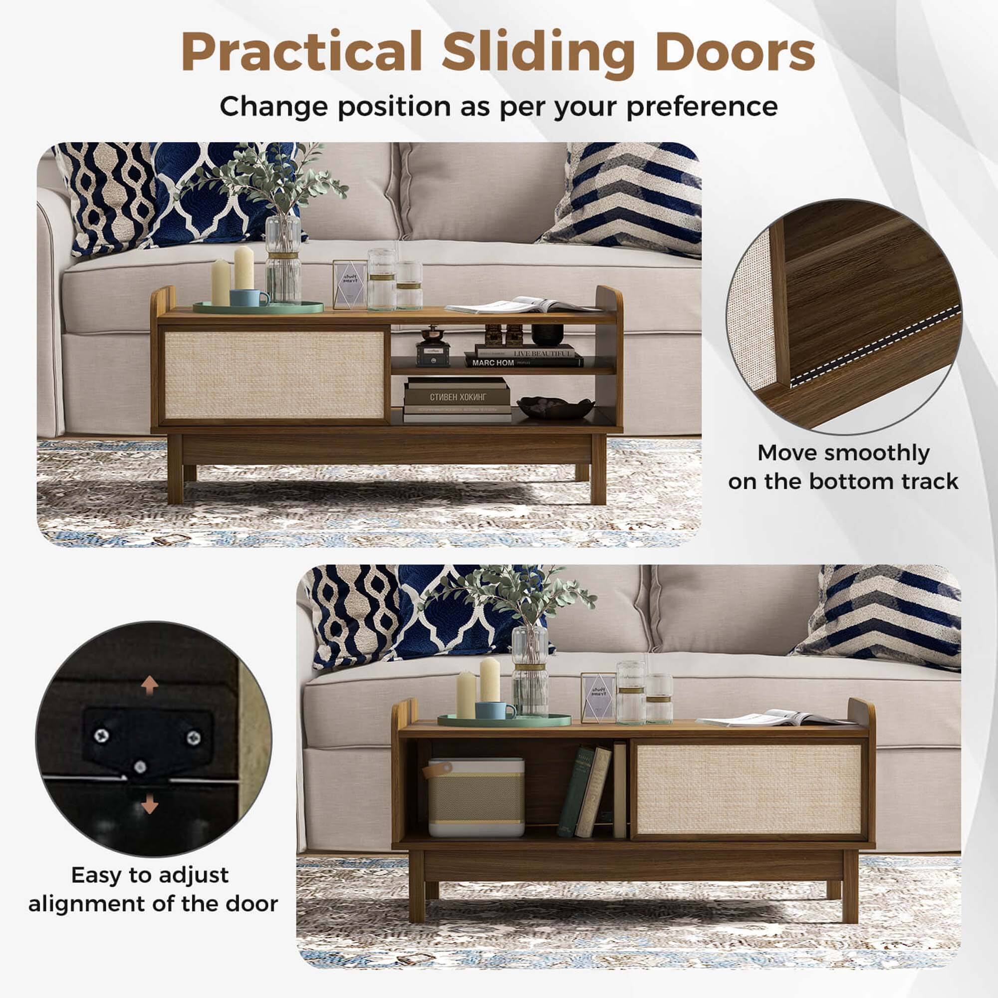 Practical Sliding Doors: Change position as per your preference. Move smoothly on the bottom track. Easy to adjust alignment of the door.