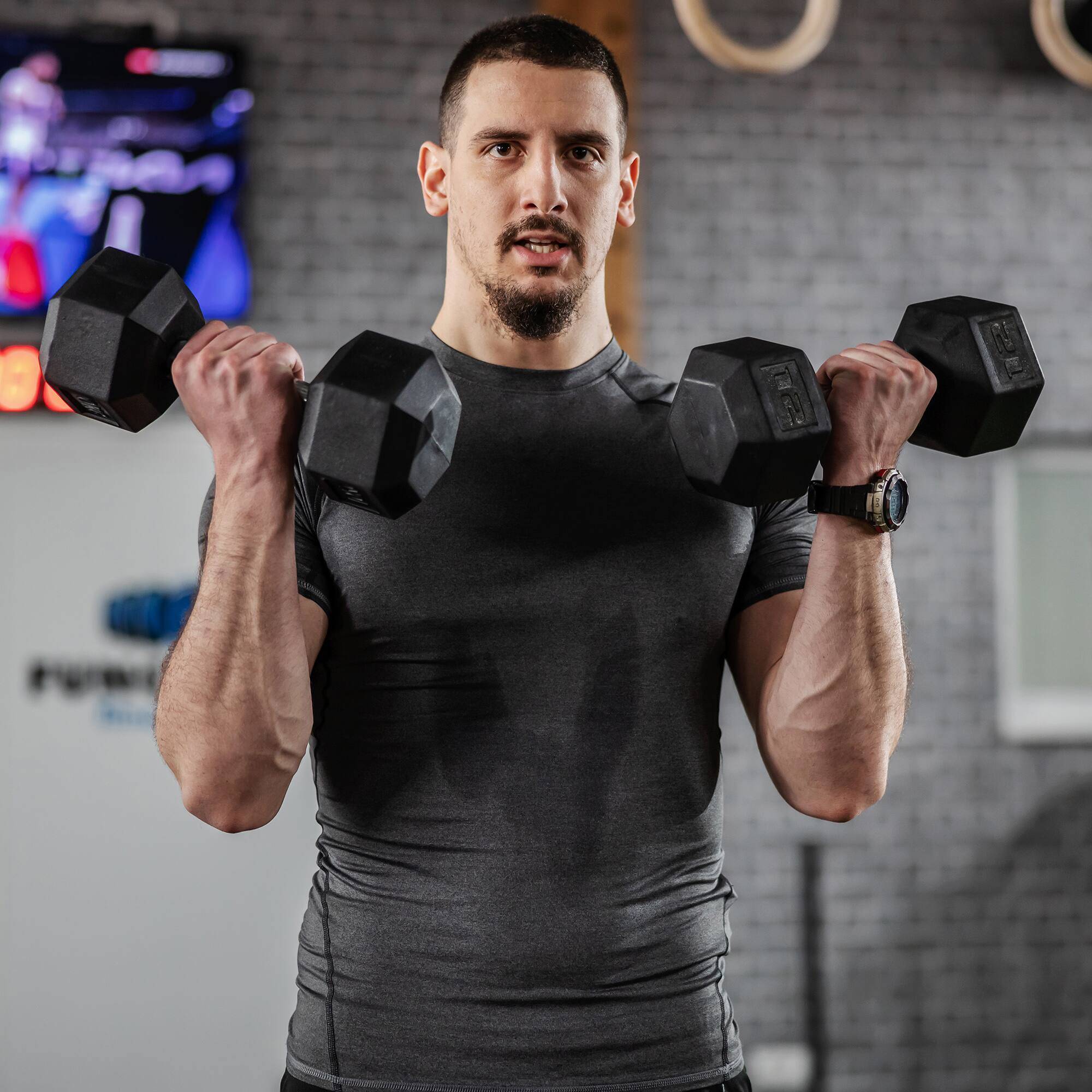 Alt View 1. Soozier - 2 x 12lbs Hex Dumbbell Set of 2, Rubber Weights Exercise Fitness Dumbbell with Non-Slip Handles, Anti-roll - Black.