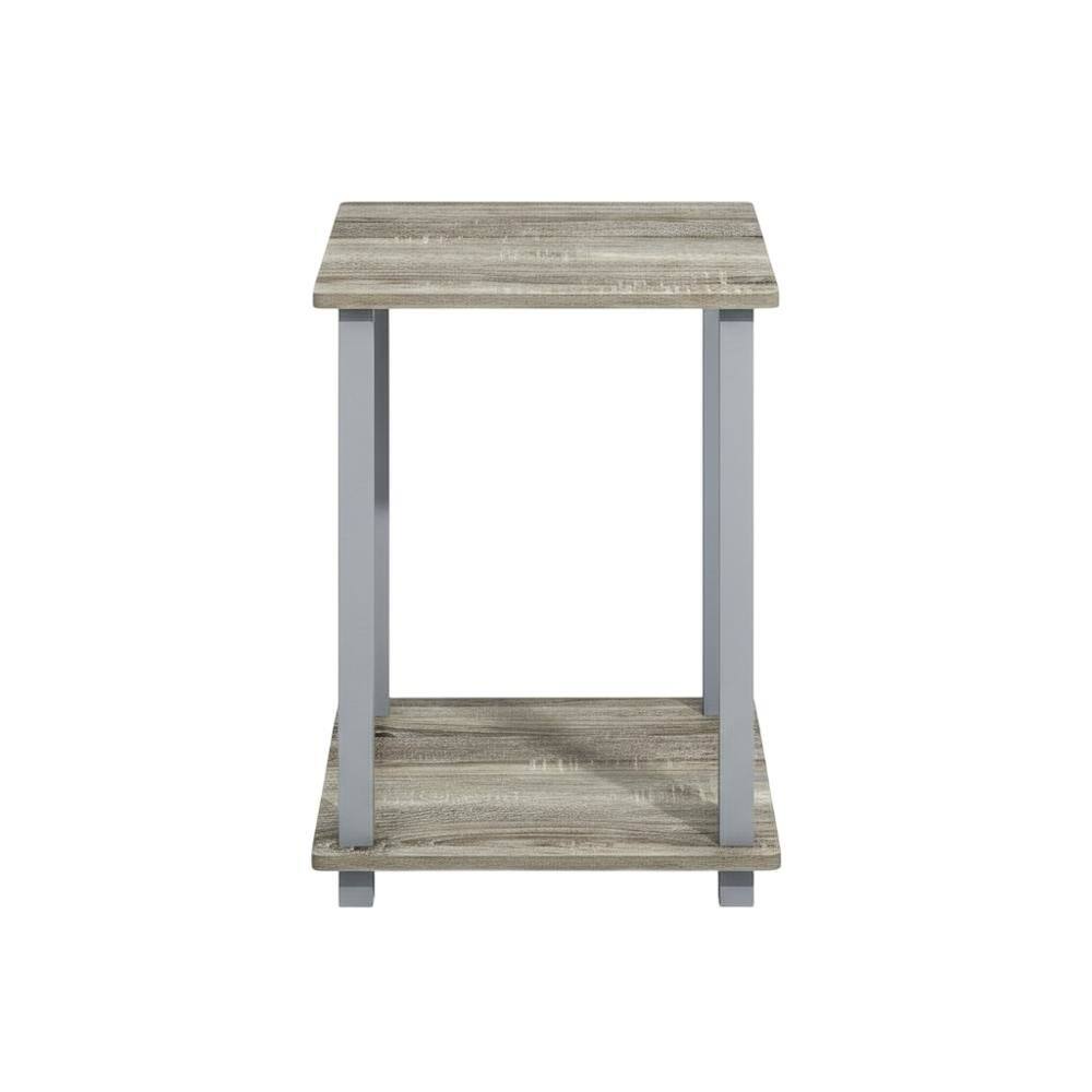 Back. FurniFact - Wooden Bookcase with Open Shelves for Living Room Storage - French Oak/Grey.
