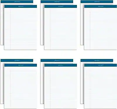 Front. TOPS - Docket Notepad, 8.5" x 11.75", Legal Ruled, 50 Sheets/Pad, 12 Pads/Pack - White.