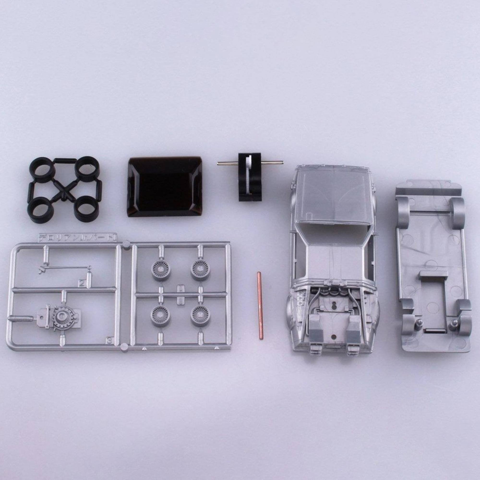 Alt View 3. Aoshima - Back to the Future Pullback DeLorean 1/43 Scale Model Kit - Silver.