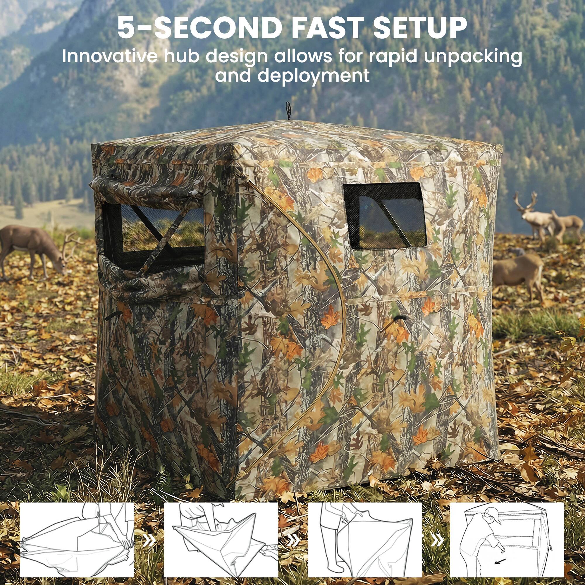 5-SECOND FAST SETUP  
Innovative hub design allows for rapid unpacking and deployment