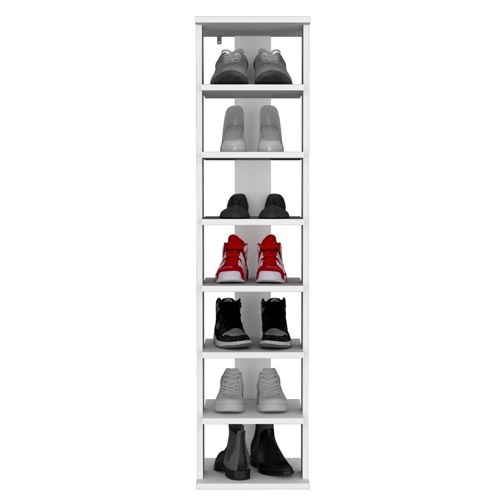 Alt View 3. Loheer - Loheer 8-tier vertical shoe rack, narrow shoe tower for small spaces, 48.7 inch tall white - White.