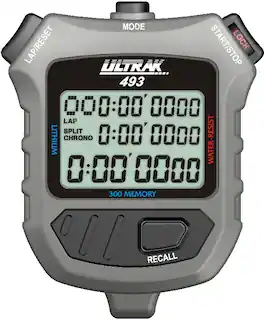 Ultrak - 493 - 300 Dual Split Memory Stopwatch with Three Line Display - Gray