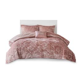 Gracie Mills - Andrea Velvet Comforter Set with Throw Pillow - Blush