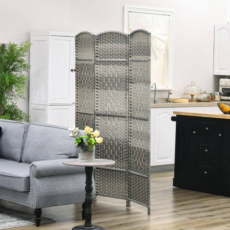 Alt View 1. PULUZ - Folding Room Divider Screen 3 Panel 6' Tall Privacy Screen Freestanding Wood Partition for Home Office - Mixed Gray.