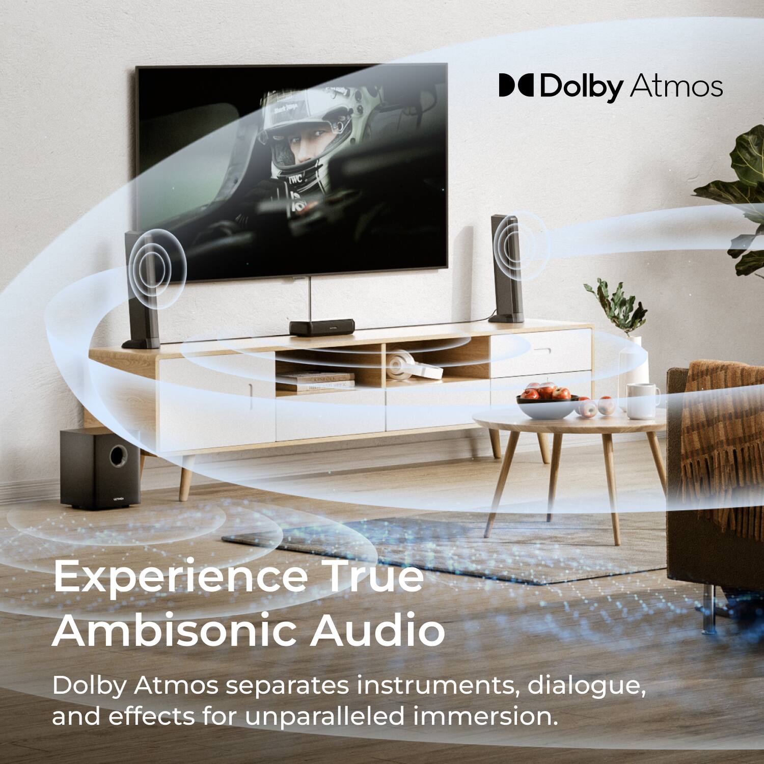 Dolby Atmos

Experience True Ambisonic Audio

Dolby Atmos separates instruments, dialogue, and effects for unparalleled immersion.