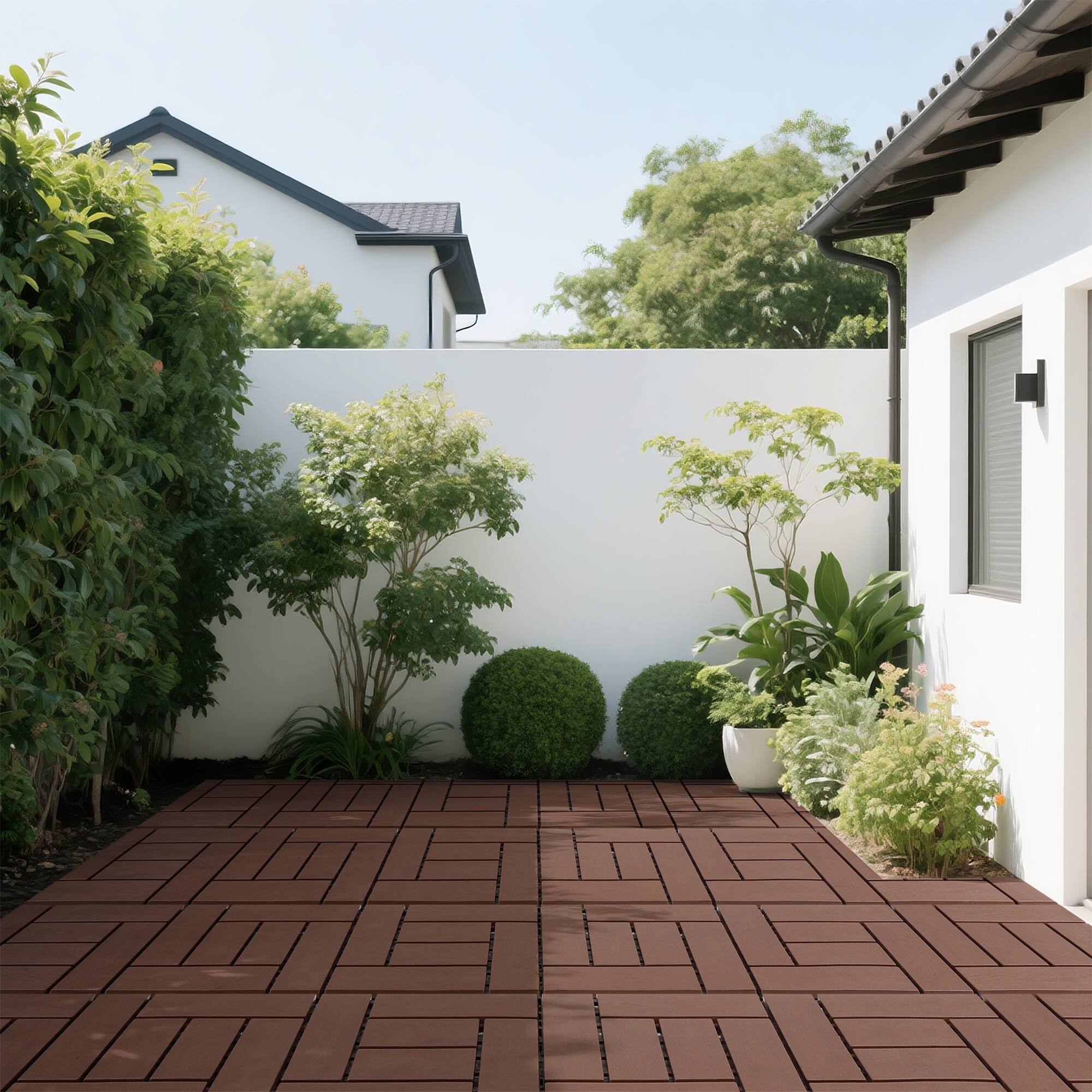 Alt View 5. APRILSOUL - 44pcs 12in ZZ style Interlocking Deck Tiles Indoor Outdoor Brown - Brown.