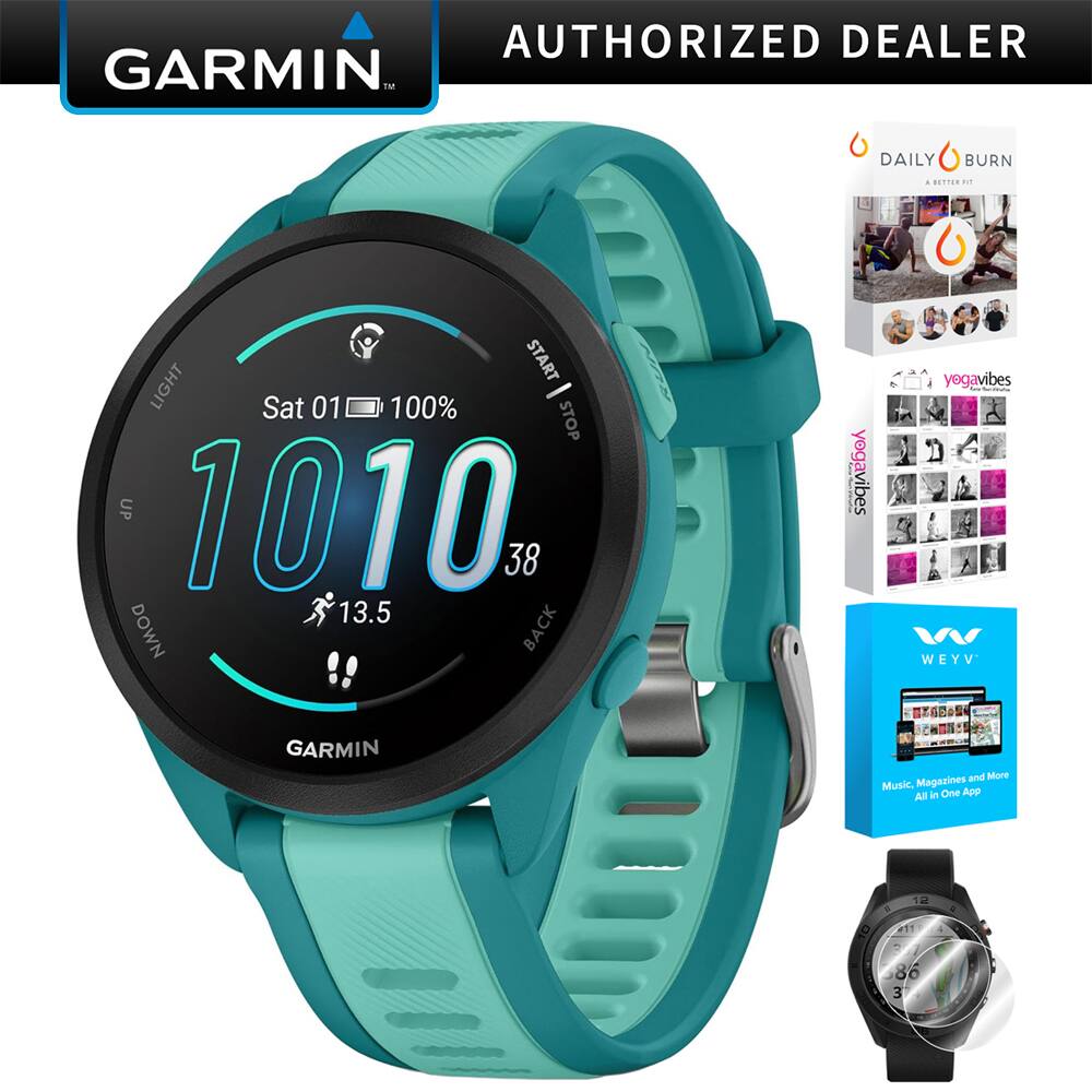 AUTHORIZED DEALER

GARMIN

Sat 01 100%  
10:10  
38  
13.5

LIGHT  
UP  
DOWN  
BACK

GARMIN

DAILY BURN  
A BETTER FIT

yogavibes

WEYV  
Music, Magazines and More  
All in One App