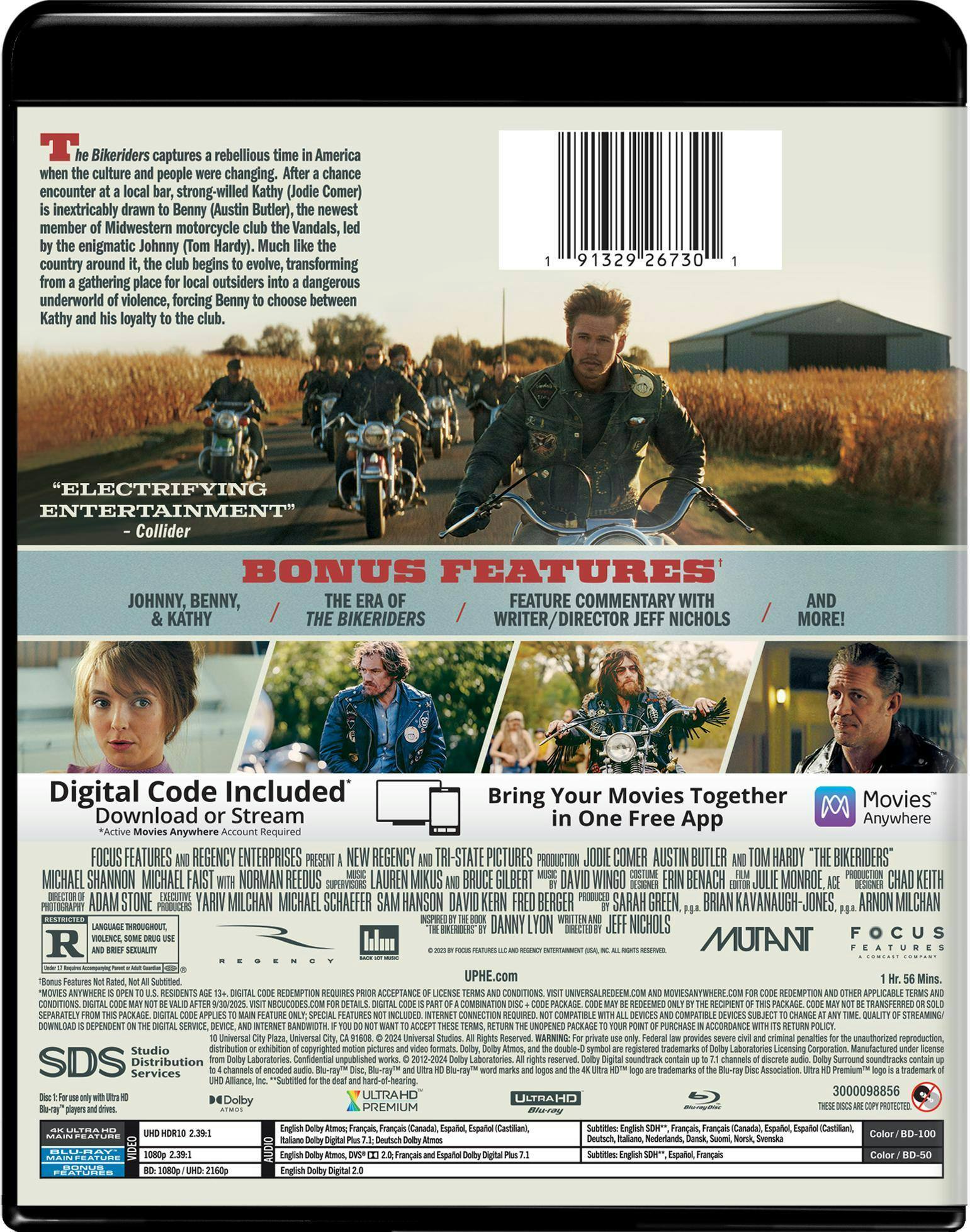 Back. The Bikeriders   - 4K Blu-Ray.