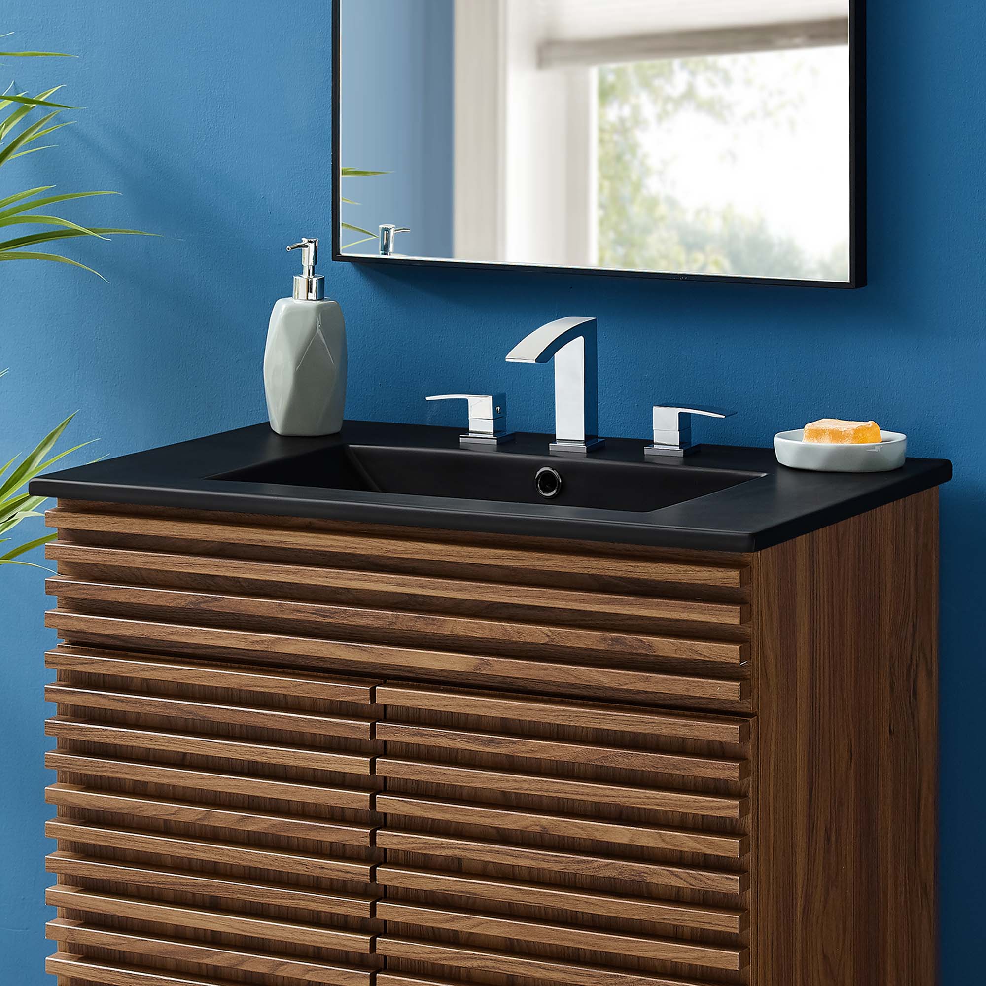 Front. Modway - Cayman Bathroom Sink - Black.
